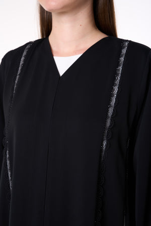 Black Reem Nada Abaya with Lacework Detailing