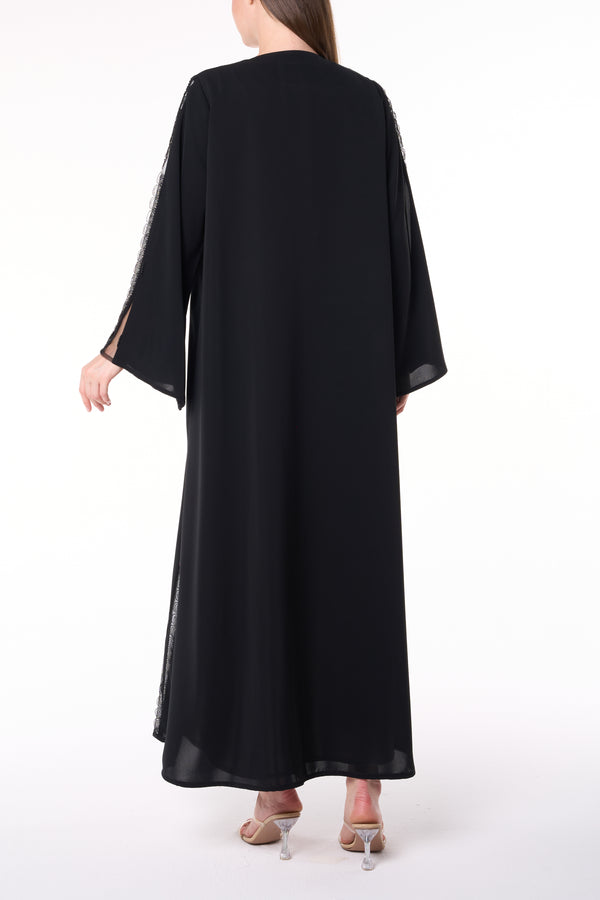 Black Reem Nada Abaya with Lacework Detailing