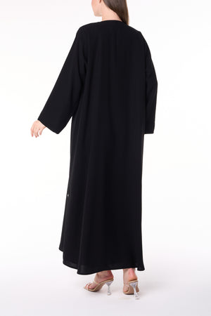 Black Jaime Crepe Custom  Abaya with Beadwork Accents