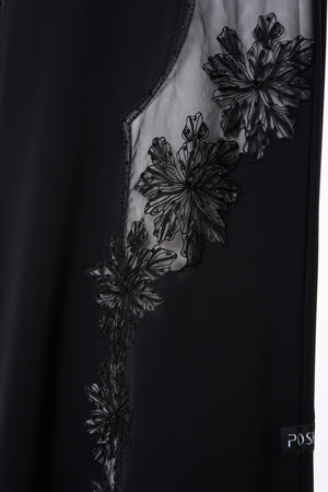 Black Royal Nada Abaya, Front Beadwork