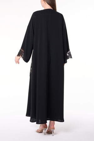 Black Royal Nada Abaya, Front Beadwork
