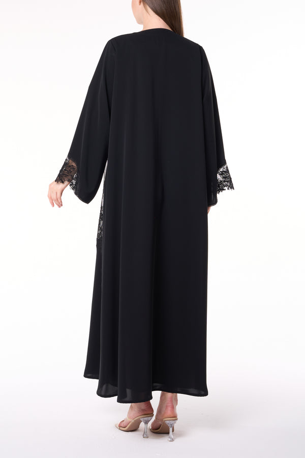 Black Royal Nada Abaya, Front Beadwork
