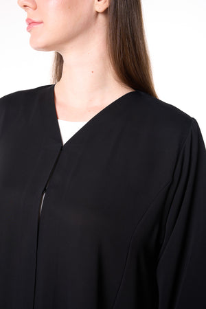 Black Reem Nada Custom Abaya with Black Lacework