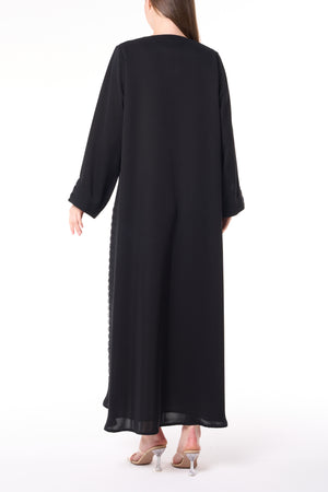 Black Reem Nada Custom Abaya with Black Lacework