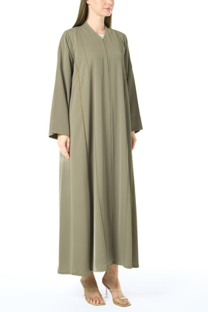Green Cool Crepe Abaya with Klosh Silhouette and Minimal Finish
