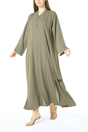 Green Cool Crepe Abaya with Klosh Silhouette and Minimal Finish
