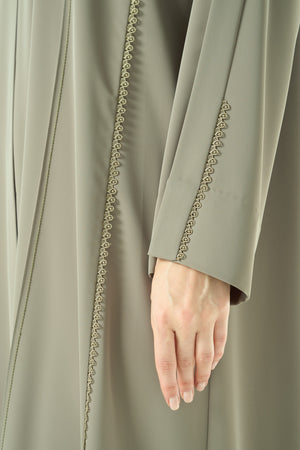 Green Cool Crepe Abaya with Klosh Silhouette and Minimal Finish