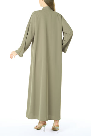 Green Cool Crepe Abaya with Klosh Silhouette and Minimal Finish