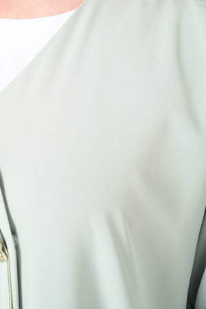 Green Bio Crepe Abaya with Klosh Silhouette and Clean Minimal Finish