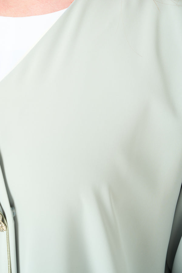 Green Bio Crepe Abaya with Klosh Silhouette and Clean Minimal Finish