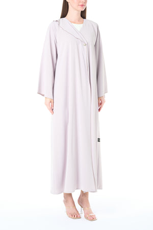 Purple Bio Crepe Abaya with Klosh Silhouette and Clean Minimal Finish