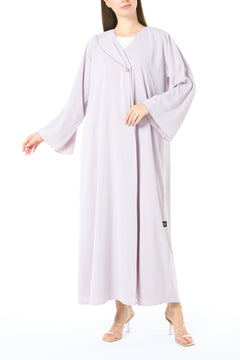 Purple Bio Crepe Abaya with Klosh Silhouette and Clean Minimal Finish