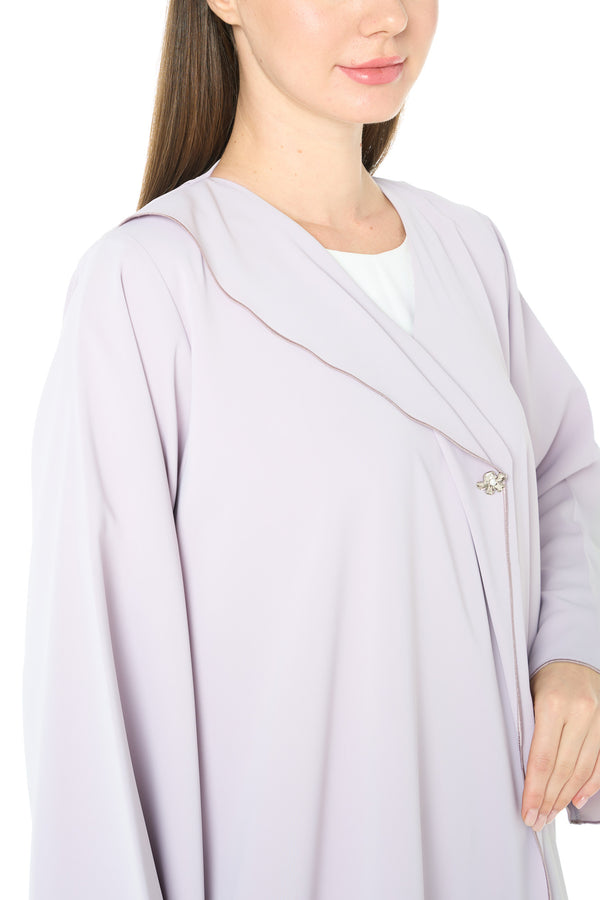 Purple Bio Crepe Abaya with Klosh Silhouette and Clean Minimal Finish