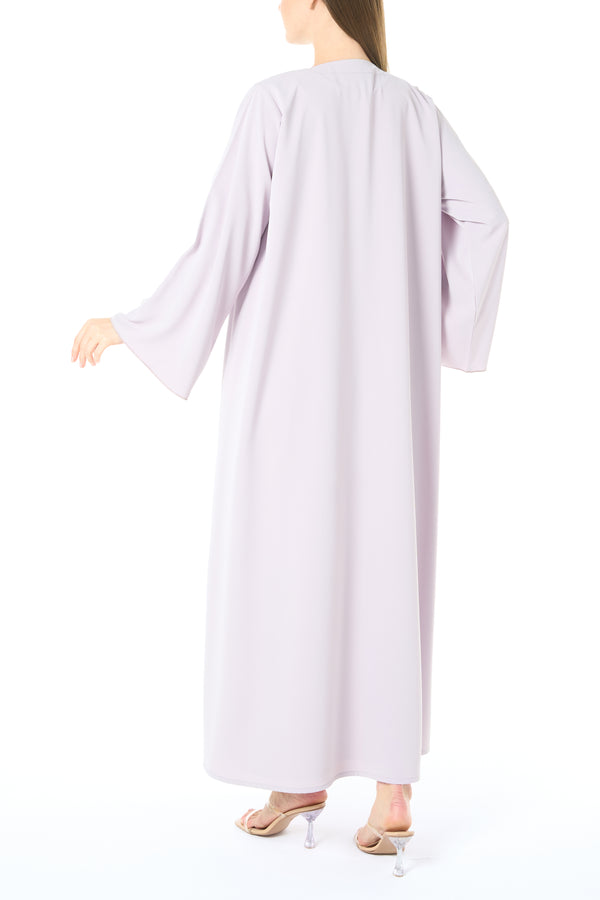 Purple Bio Crepe Abaya with Klosh Silhouette and Clean Minimal Finish