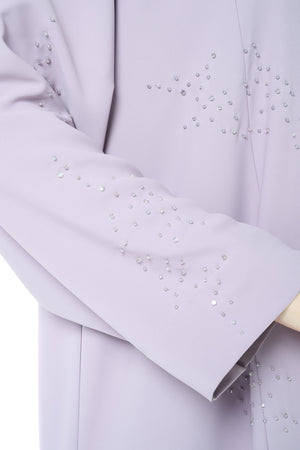 Purple Cool Crepe Abaya with Delicate Front Beadwork