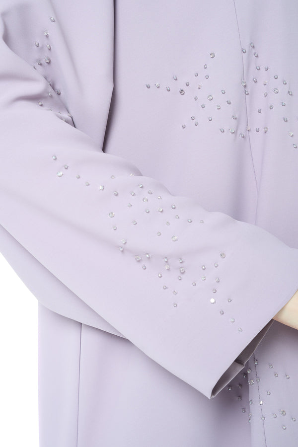 Purple Cool Crepe Abaya with Delicate Front Beadwork