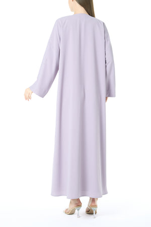Purple Cool Crepe Abaya with Delicate Front Beadwork