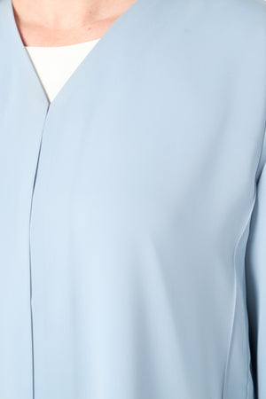 Blue Reem Nada Abaya with Shoulder Lace and Sleeve Tyre Detail