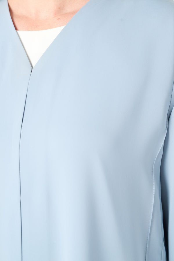 Blue Reem Nada Abaya with Shoulder Lace and Sleeve Tyre Detail