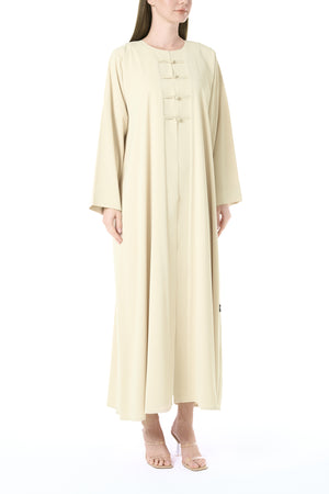 Yellow Bio Crepe Abaya with Minimal Design