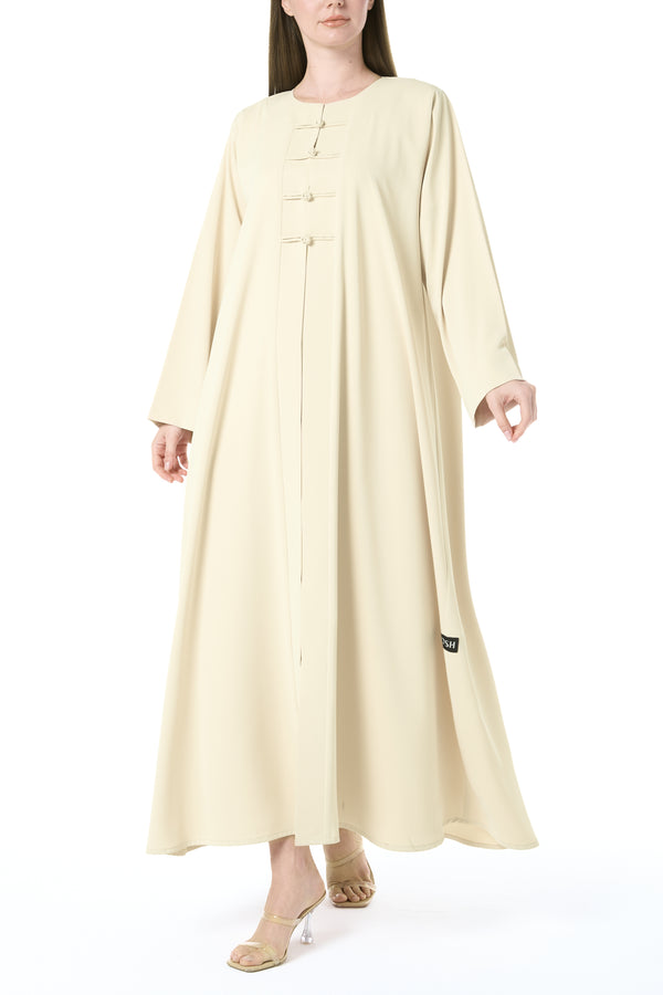 Yellow Bio Crepe Abaya with Minimal Design