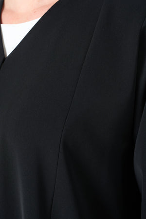 Black Lio Crepe Custom Abaya with Delicate Bead Embellishment