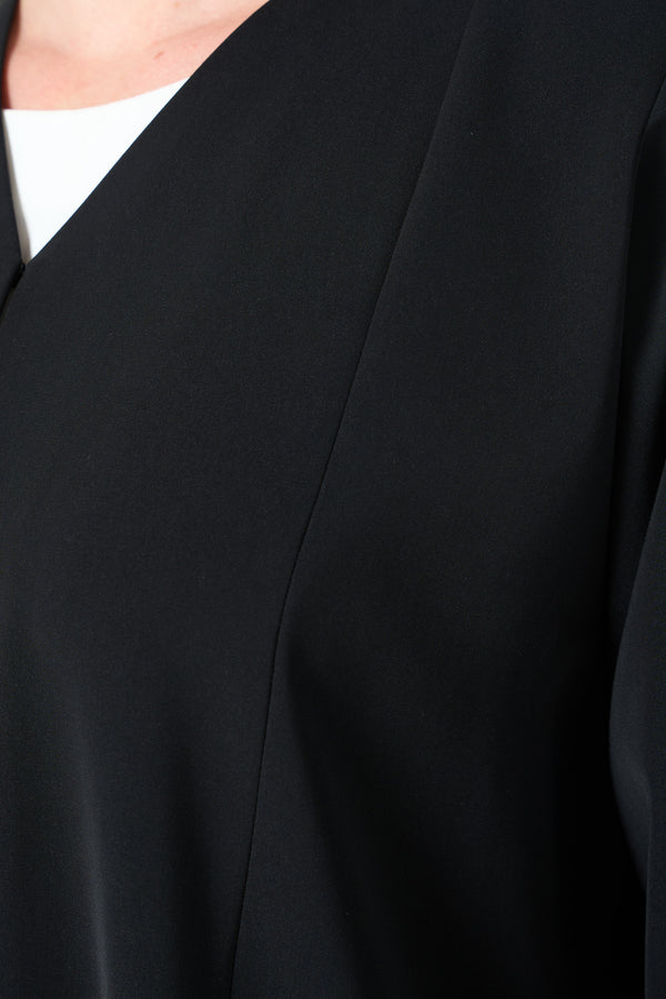 Black Lio Crepe Custom Abaya with Delicate Bead Embellishment