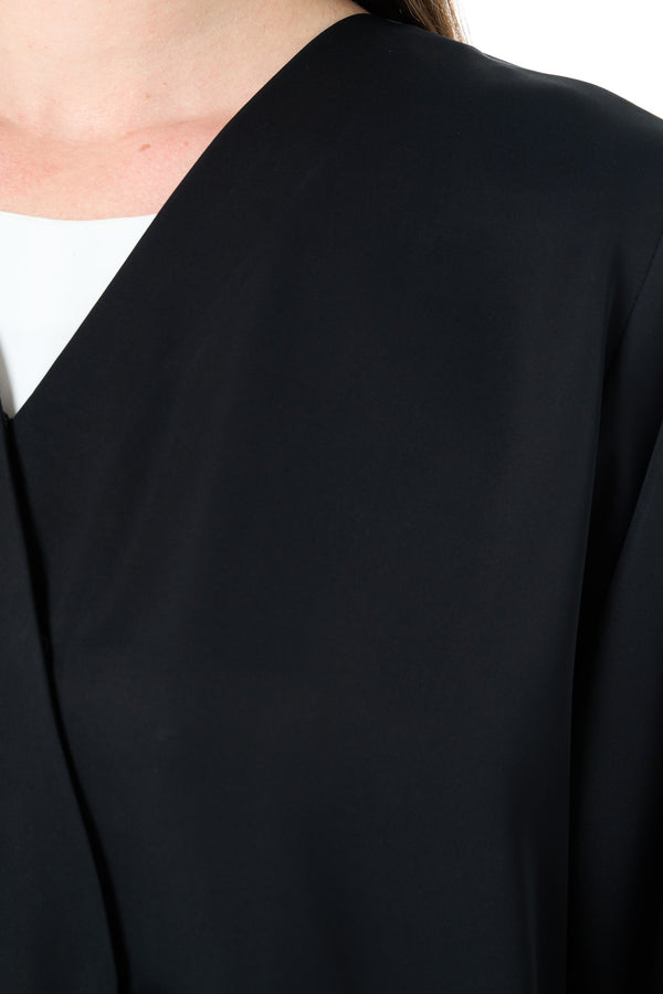 Jet Black Reem Nada Abaya with Clean Minimal Finish