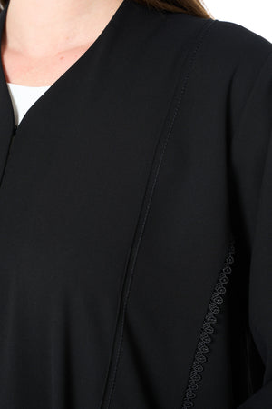 Jet Black Claire Crepe Abaya with Klosh Silhouette and Clean Minimal Finish