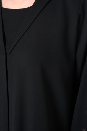 Black Claire Crepe Custom  Abaya with Front Beadwork