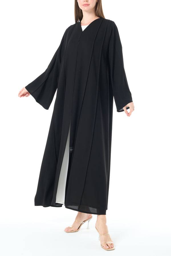 Black Claire Crepe Abaya with Klosh Cut and Straight Basic Design