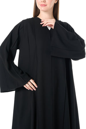 Black Claire Crepe Abaya with Klosh Cut and Straight Basic Design