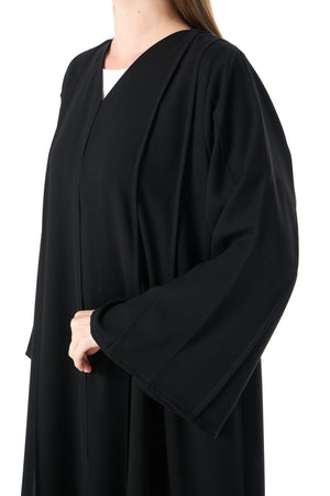 Black Claire Crepe Abaya with Klosh Cut and Straight Basic Design