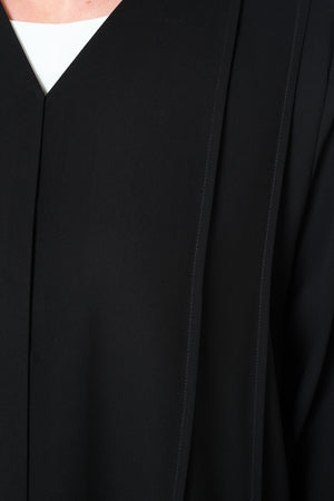 Black Claire Crepe Abaya with Klosh Cut and Straight Basic Design