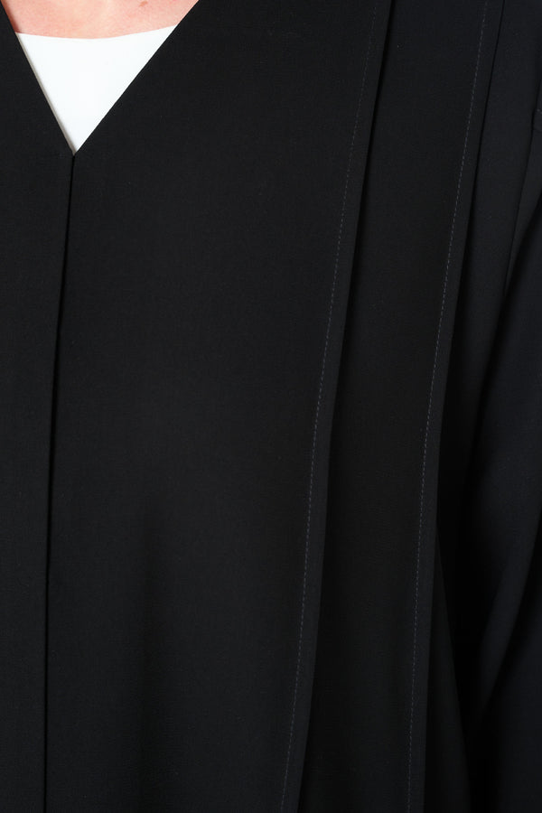 Black Claire Crepe Abaya with Klosh Cut and Straight Basic Design