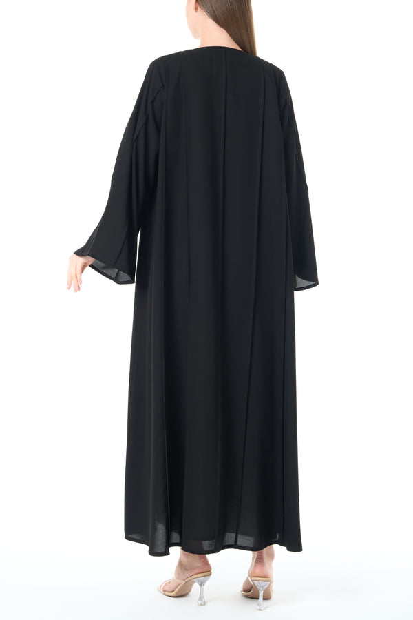 Black Claire Crepe Abaya with Klosh Cut and Straight Basic Design