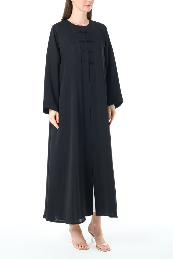 Black Nada Abaya with Fabric Loop Buttons