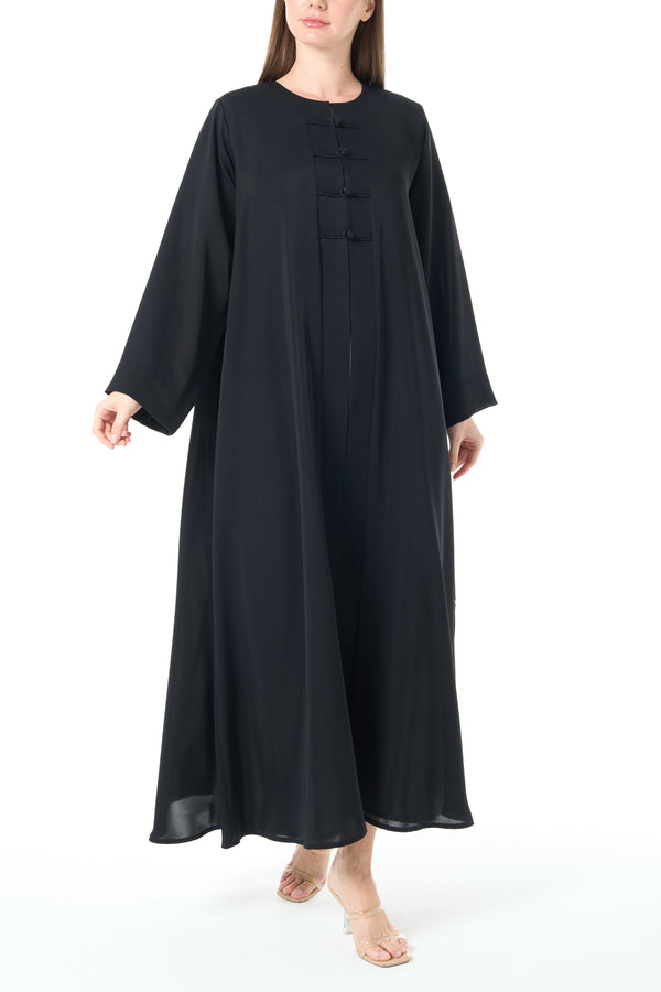Black Nada Abaya with Fabric Loop Buttons