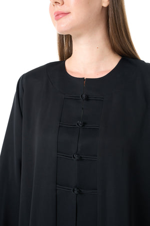 Black Nada Abaya with Fabric Loop Buttons