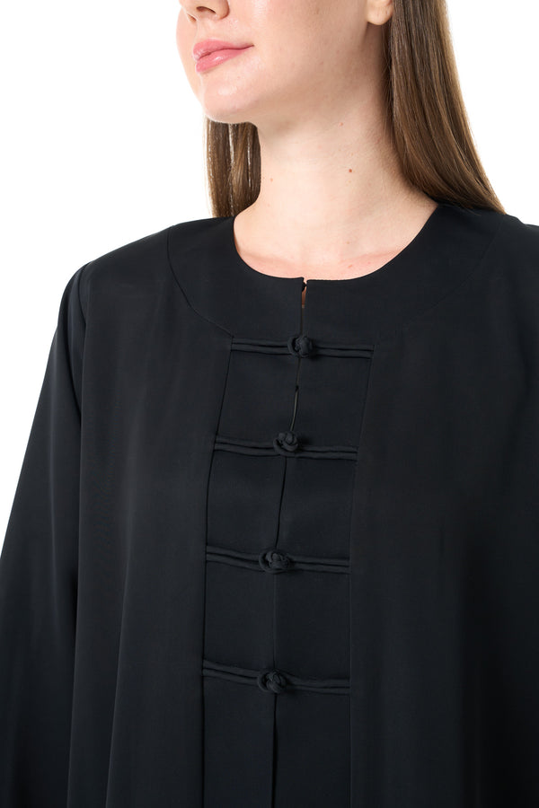Black Nada Abaya with Fabric Loop Buttons