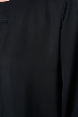 Black Nada Abaya with Fabric Loop Buttons
