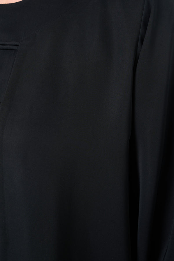 Black Nada Abaya with Fabric Loop Buttons