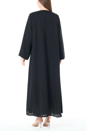 Black Nada Abaya with Fabric Loop Buttons