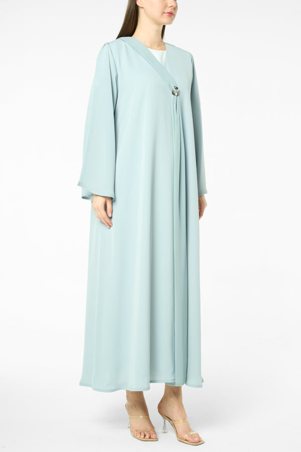 Green Joy Nada Abaya with Clean Finishing
