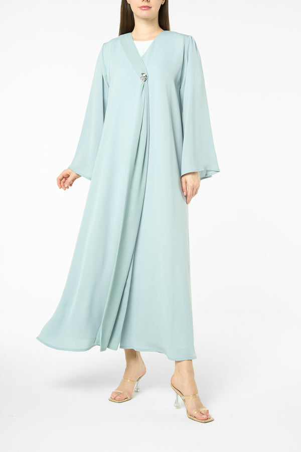 Green Joy Nada Abaya with Clean Finishing