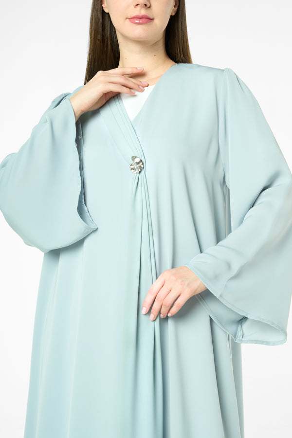 Green Joy Nada Abaya with Clean Finishing
