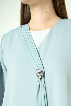 Green Joy Nada Abaya with Clean Finishing