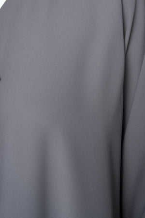 Grey Aroma Crepe Abaya with Gold Accent Buttons