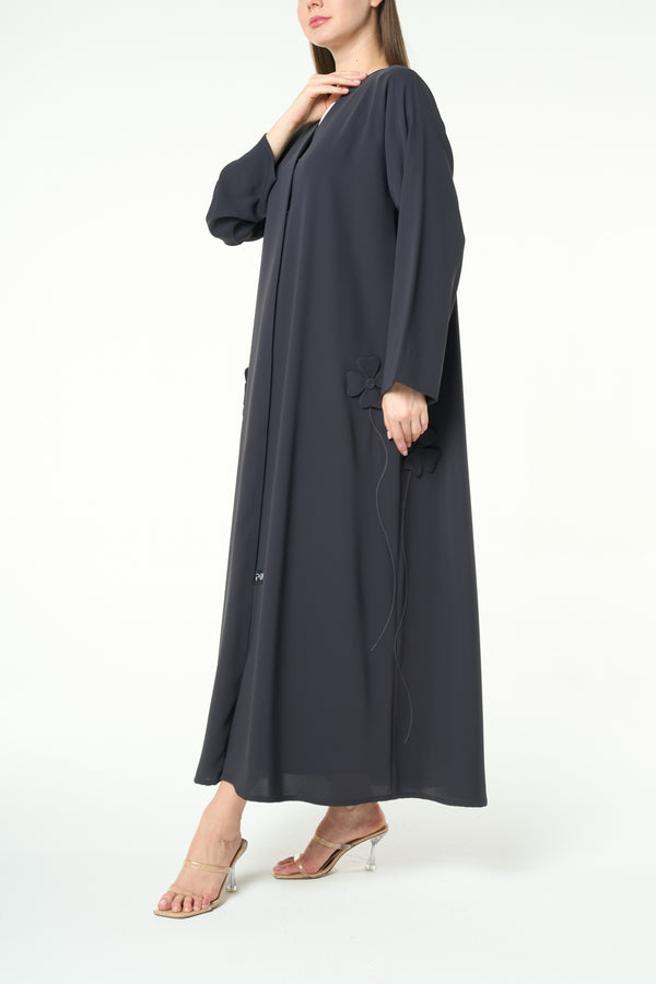 Grey Zoe Crepe Abaya