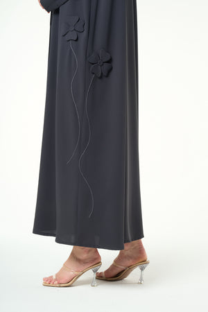 Grey Zoe Crepe Abaya
